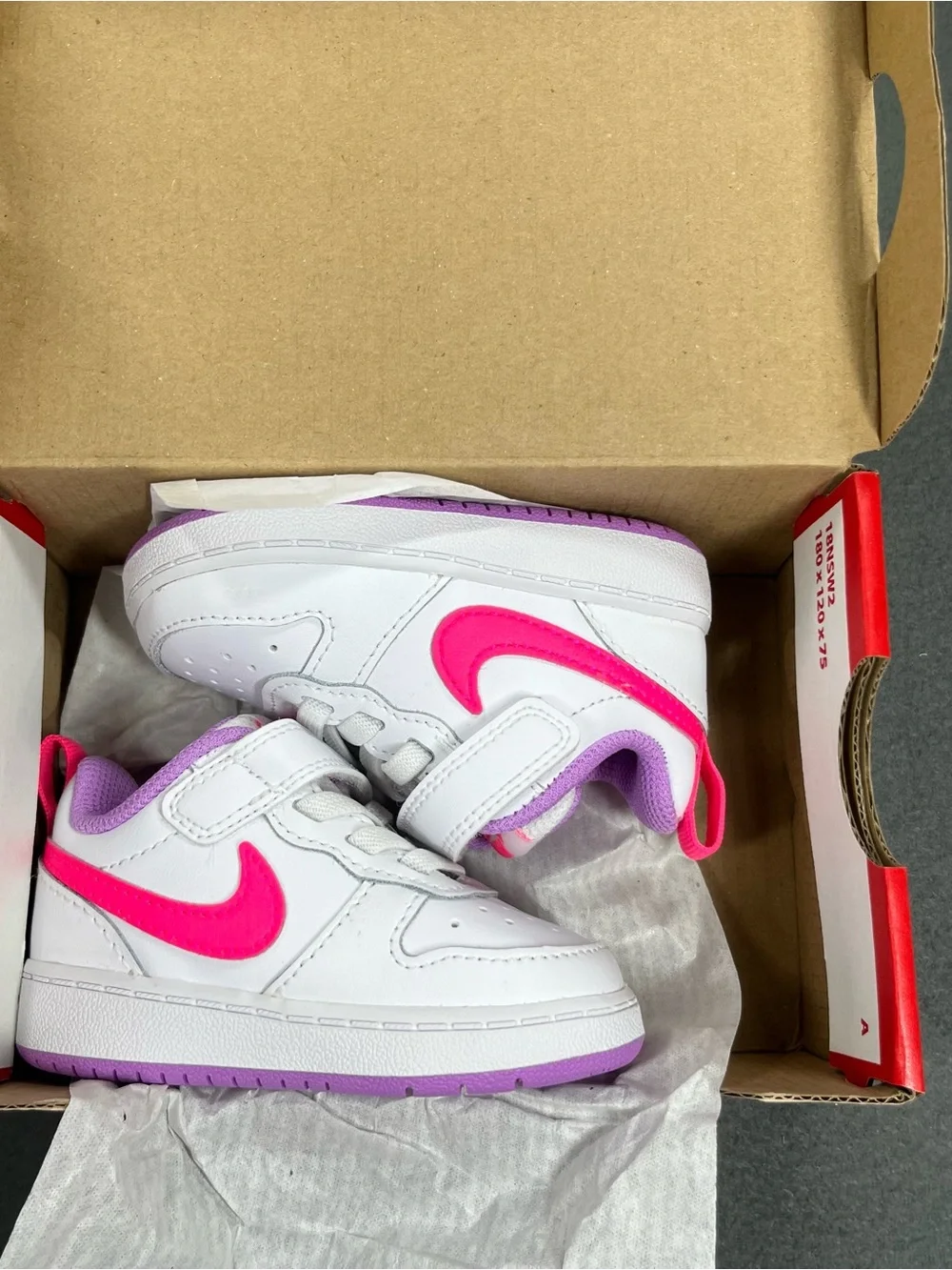 Nike Court Borough Low 2 Girls White Pink Shoes size 4C